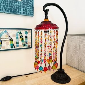 Red Beaded Gypsy Accent Lamp